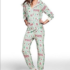VS Pink Christmas Onesie PJ’s